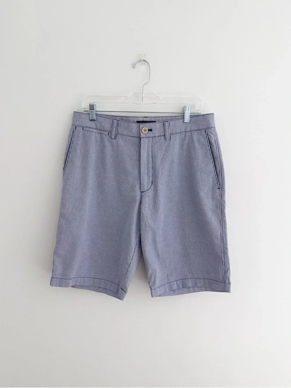 Banana Republic Aiden Shorts Blue White Stripe Tailored Summer Shorts Size 32